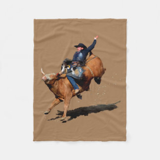 Bull Riding Rodeo Art Fleecedecke