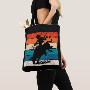 Bull Riding Rodeo Bull Riders Western Ranch Retro Tasche