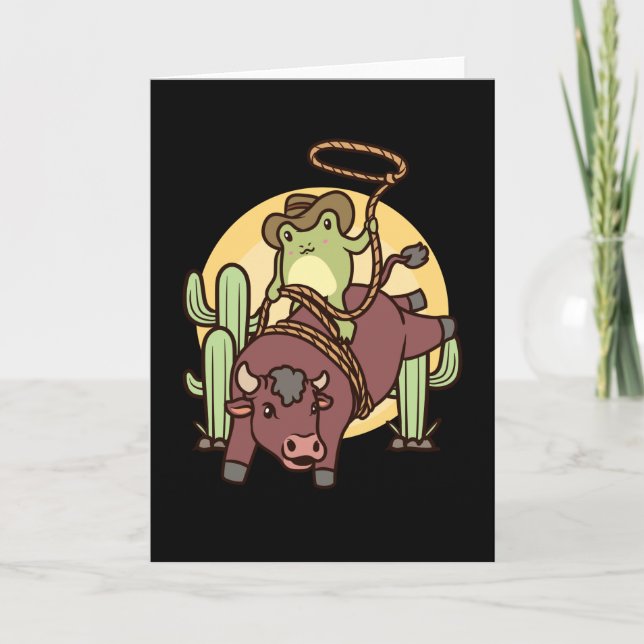 Bull Riding Rodeo Frog Bull Rider Karte (Vorderseite)