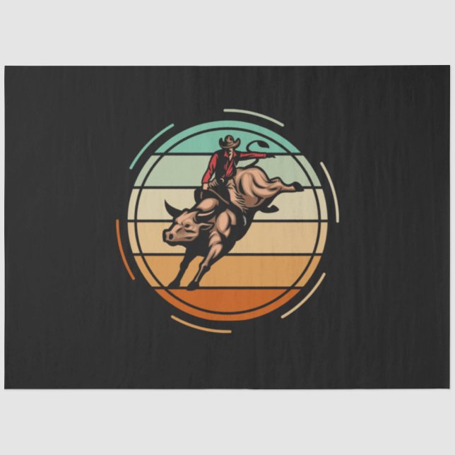 Bull Riding Rodeo Rider Cowboy Western Vintag Seidenpapier (Vorderseite)