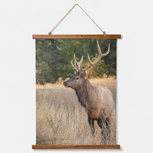 Bull-Roosevelt-Elch im Gras Bundesstaat Washingt Wandteppich Mit Holzrahmen