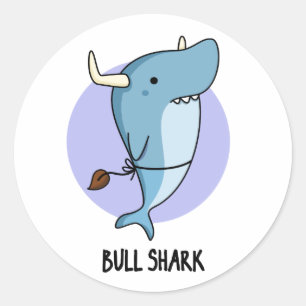 Bull Shark Funny Animal Shark Pub Runder Aufkleber