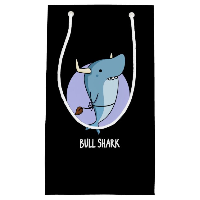 Bull Shark Funny Animal Shark Pun Dark BG Kleine Geschenktüte (Vorderseite)
