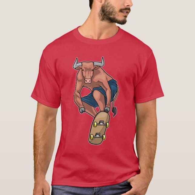 Bull-Skater-Skateboard T-Shirt (Vorderseite)