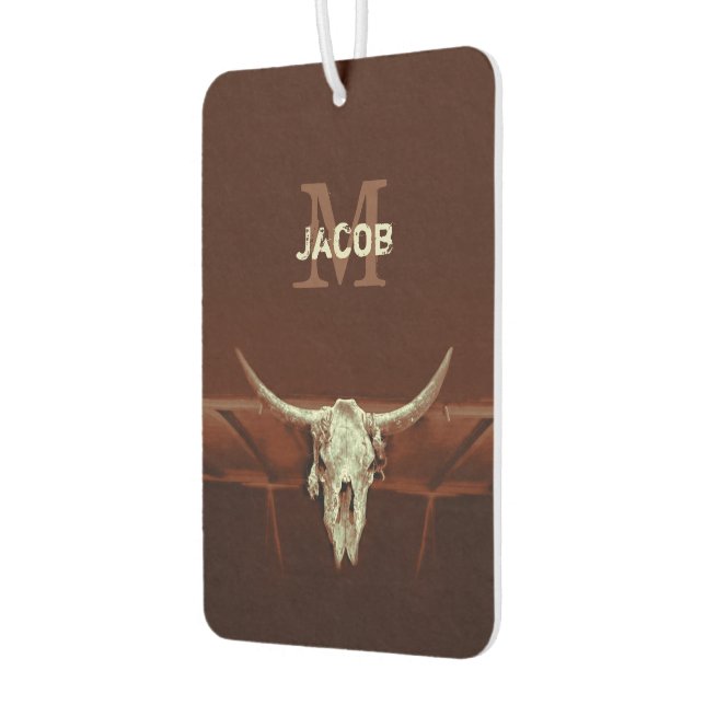 Bull Skull Brown Country Rusticus Monogram Autolufterfrischer (Links)
