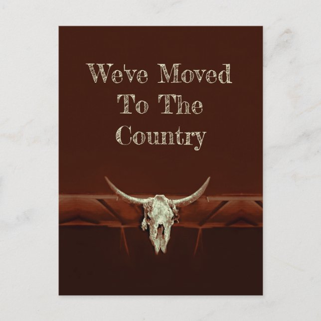 Bull Skull Brown Country Western Style Moving Postkarte (Vorderseite)