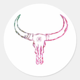 Bull Skull Copper GoldSticker Runder Aufkleber