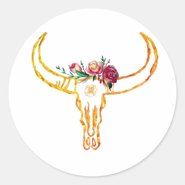 Bull Skull Gold, Aufkleber für Rose (Vorderseite)
