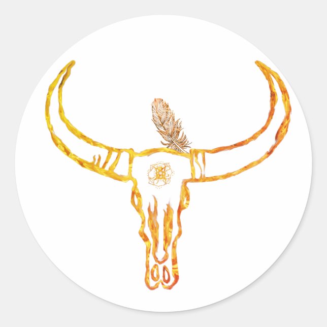 Bull Skull Gold, Feather Sticker (Vorderseite)