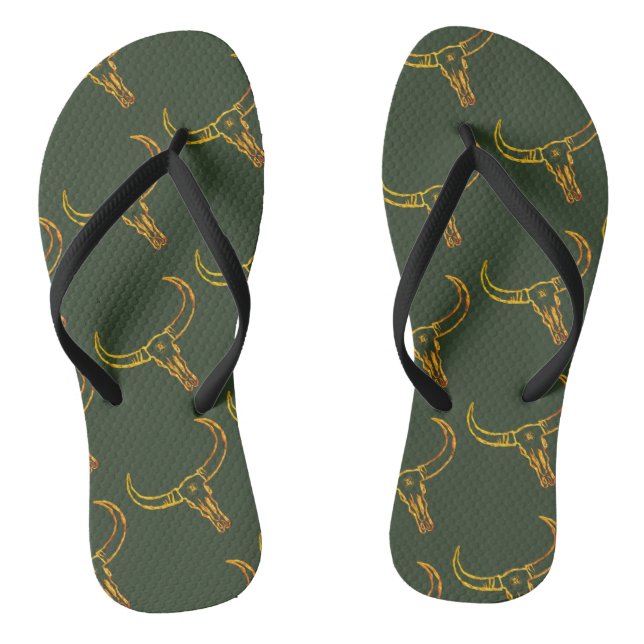 Bull Skull Gold Flip Flops (Fußbett)