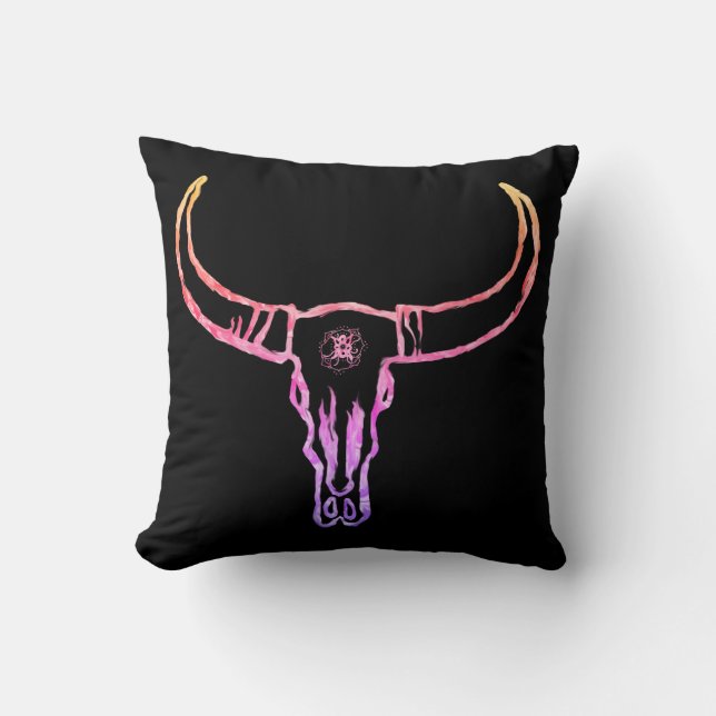 Bull Skull Gold Kissen (Vorderseite)