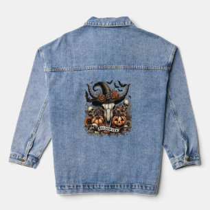 Bull Skull Halloween Kuh Jeansjacke