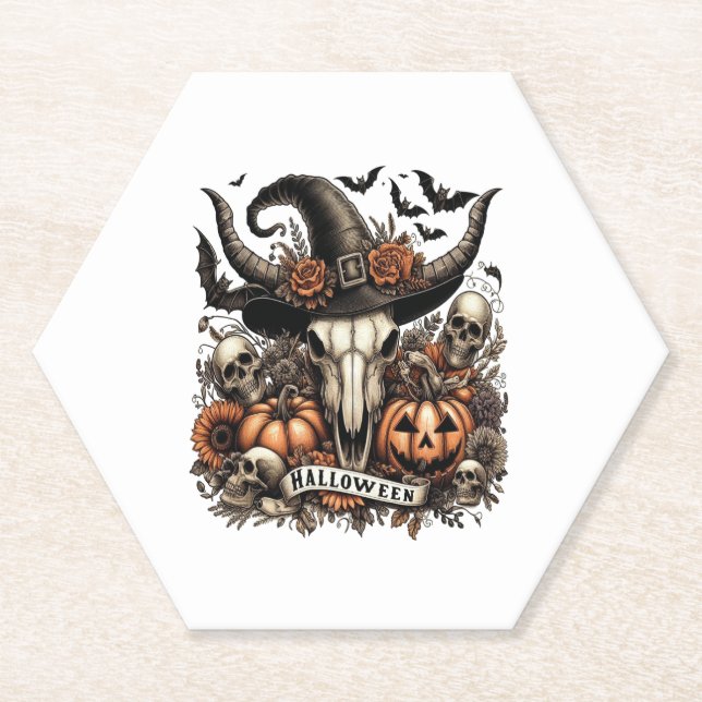 Bull Skull Halloween Kuh Untersetzer (Vorderseite)