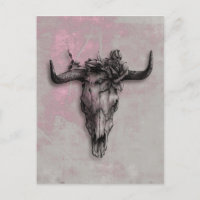 Bull Skull und Rose und Graurosa Abstrakte Kunst