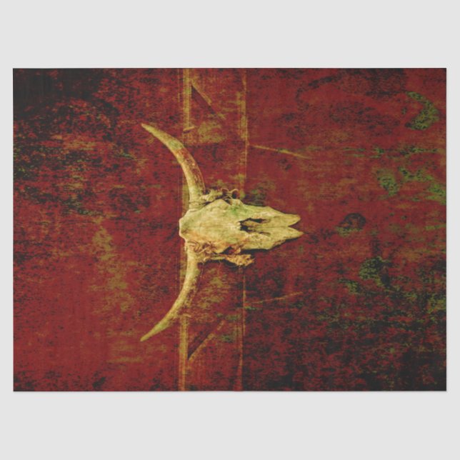 Bull Skull Western Country Braun Rustikale Grunge  Seidenpapier (Vorderseite)