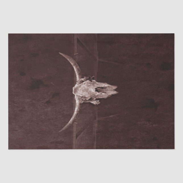 Bull Skull Western Country Cowboy Brown Rustikal Seidenpapier (Vorderseite)