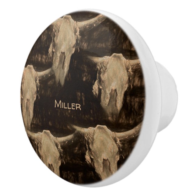 Bull Skull Western Rustikal Braun Sepia Art Keramikknauf (Rechts)