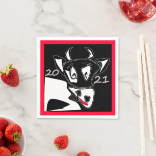 Bull-Symbol Neujahr 2021 Chinesischer Kalender sch Serviette