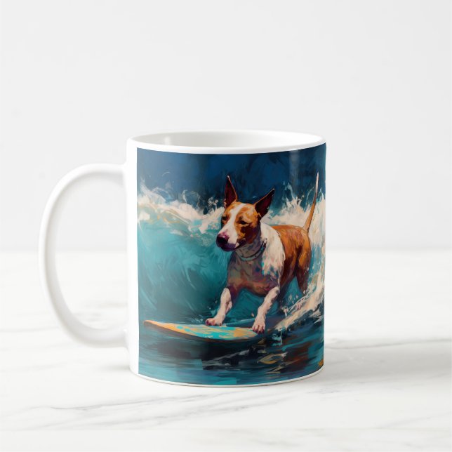 Bull Terrier Beach Surfanstrich Kaffeetasse (Links)