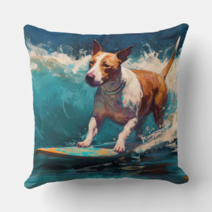 Bull Terrier Beach Surfanstrich Kissen