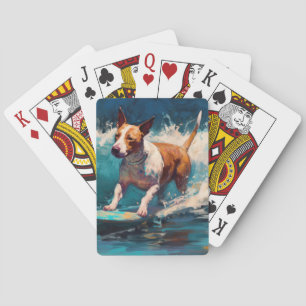 Bull Terrier Beach Surfanstrich Spielkarten