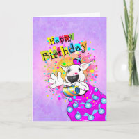 Bull Terrier Cartoon Card "Happy Birthday"