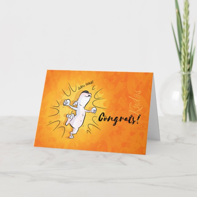 Bull Terrier Cartoon Card "Herzlichen Glückwunsch Karte (Vorderseite)