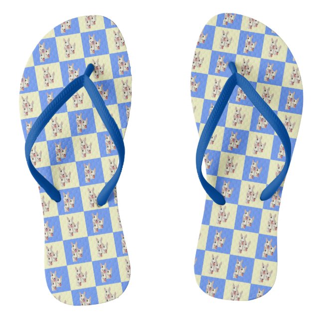 Bull Terrier Checkered Flip Flops (Fußbett)