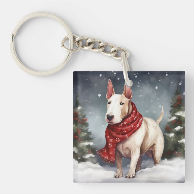 Bull Terrier Chien à Noël de neige (Devant)