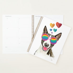 Bull Terrier Chien avec Coeurs Saint-Valentin