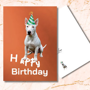 Bull Terrier Chien Bonne Carte de voeux d'annivers