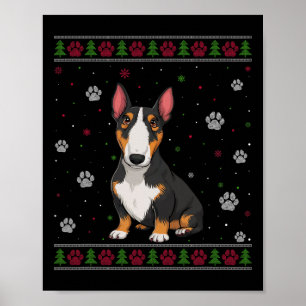 Bull Terrier Christmas Sweater Xmas Haustier Hund Poster