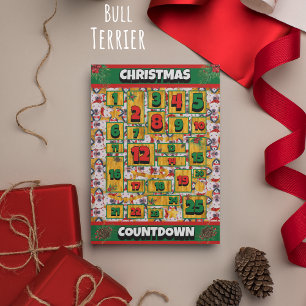 Bull Terrier Countdown Weihnachts-Adventskalender Feiertagskarte