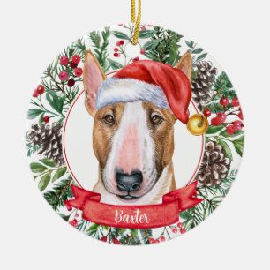 Bull Terrier Custom Père Noël Chien Ornement de No