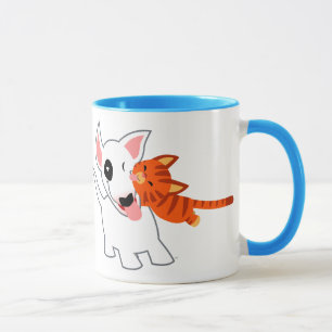 Bull-terrier de bande dessinée et tasse mignons d