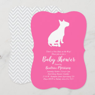 Bull Terrier Dog Babydusche Pink Girl Einladung