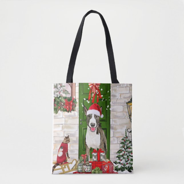 Bull Terrier Dog Christmas Tasche (Vorderseite)