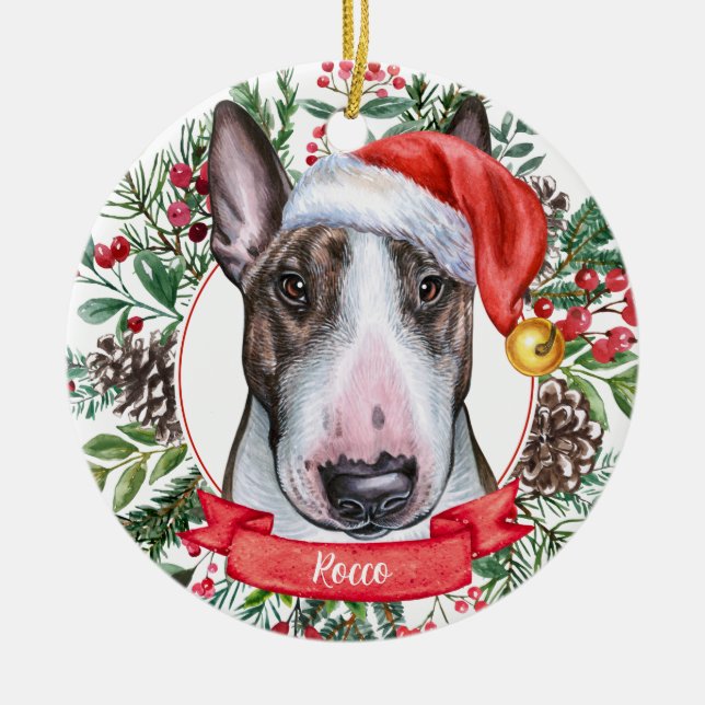 Bull Terrier Dog Custom Weihnachtsschmuck (Vorne)