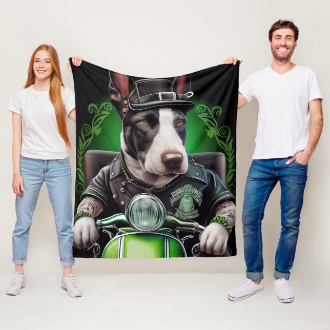Bull Terrier Dog Fahrrad St. Patrick's Day Fleecedecke (Beispiel)