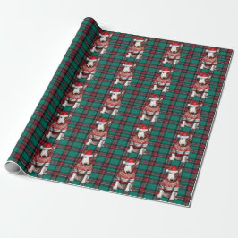 Bull Terrier Dog Funny Holiday Kariert Weihnachten Geschenkpapier
