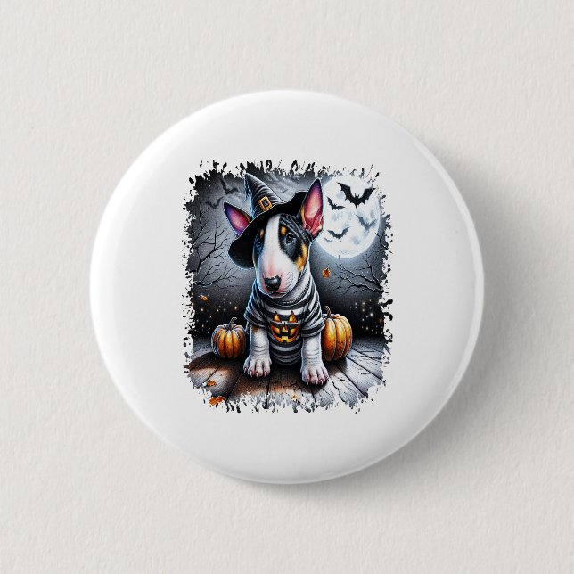 Bull Terrier Dog Halloween Button (Vorderseite)