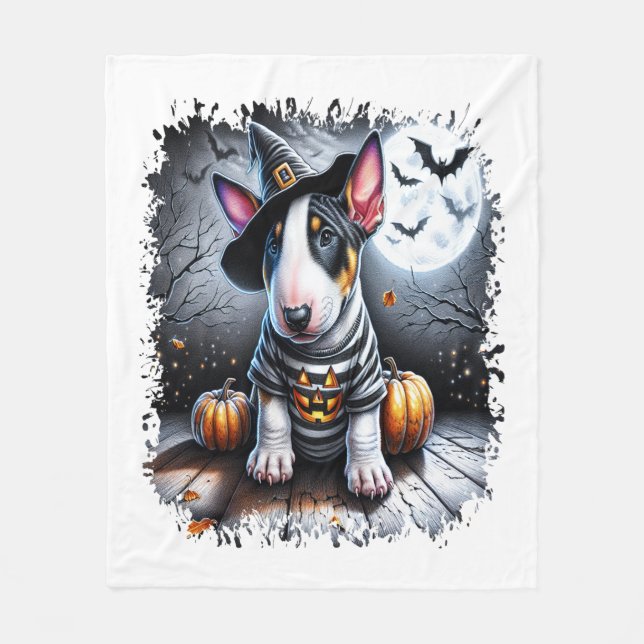 Bull Terrier Dog Halloween Fleecedecke (Vorderseite)
