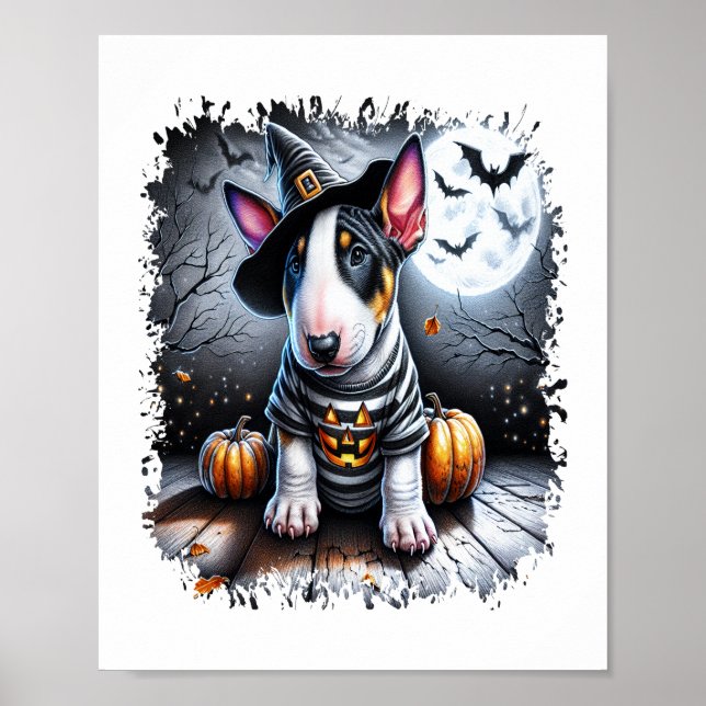 Bull Terrier Dog Halloween Poster (Vorne)