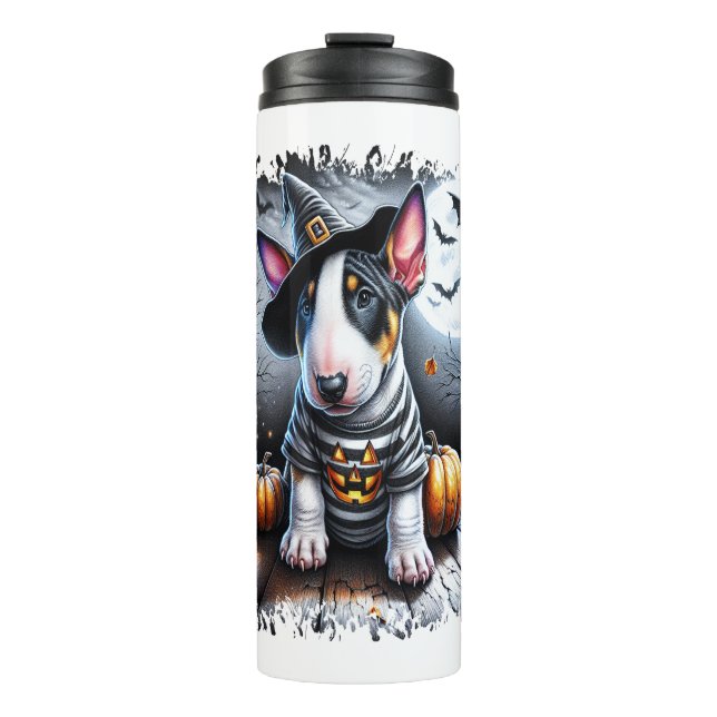 Bull Terrier Dog Halloween Thermosbecher (Vorderseite)