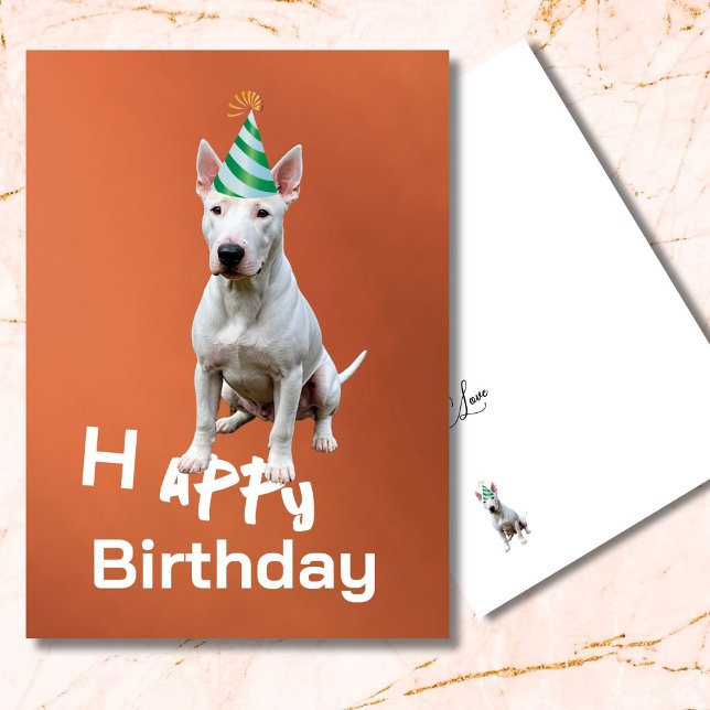 Bull Terrier Dog Happy Birthday Grußkarte (Von Creator hochgeladen)