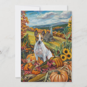 Bull Terrier Dog Herbsternte Erntedank Feiertagskarte