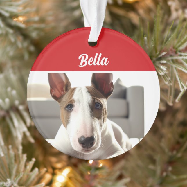 Bull Terrier Dog Holiday Foto Weihnachten Ornament (Baum)