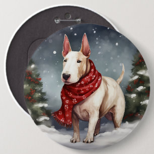 Bull Terrier Dog im Schnee Weihnachten Button