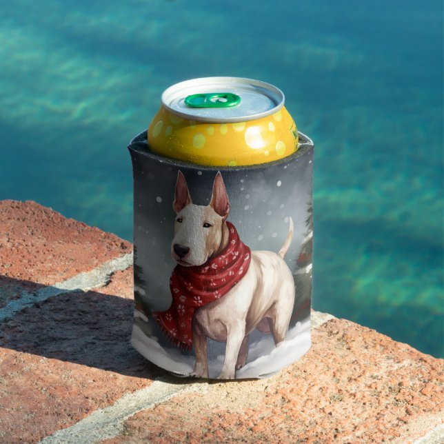 Bull Terrier Dog im Schnee Weihnachten Dosenkühler (In Situ Pool)