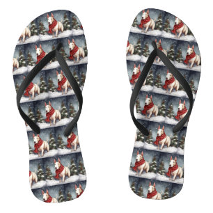 Bull Terrier Dog im Schnee Weihnachten Flip Flops